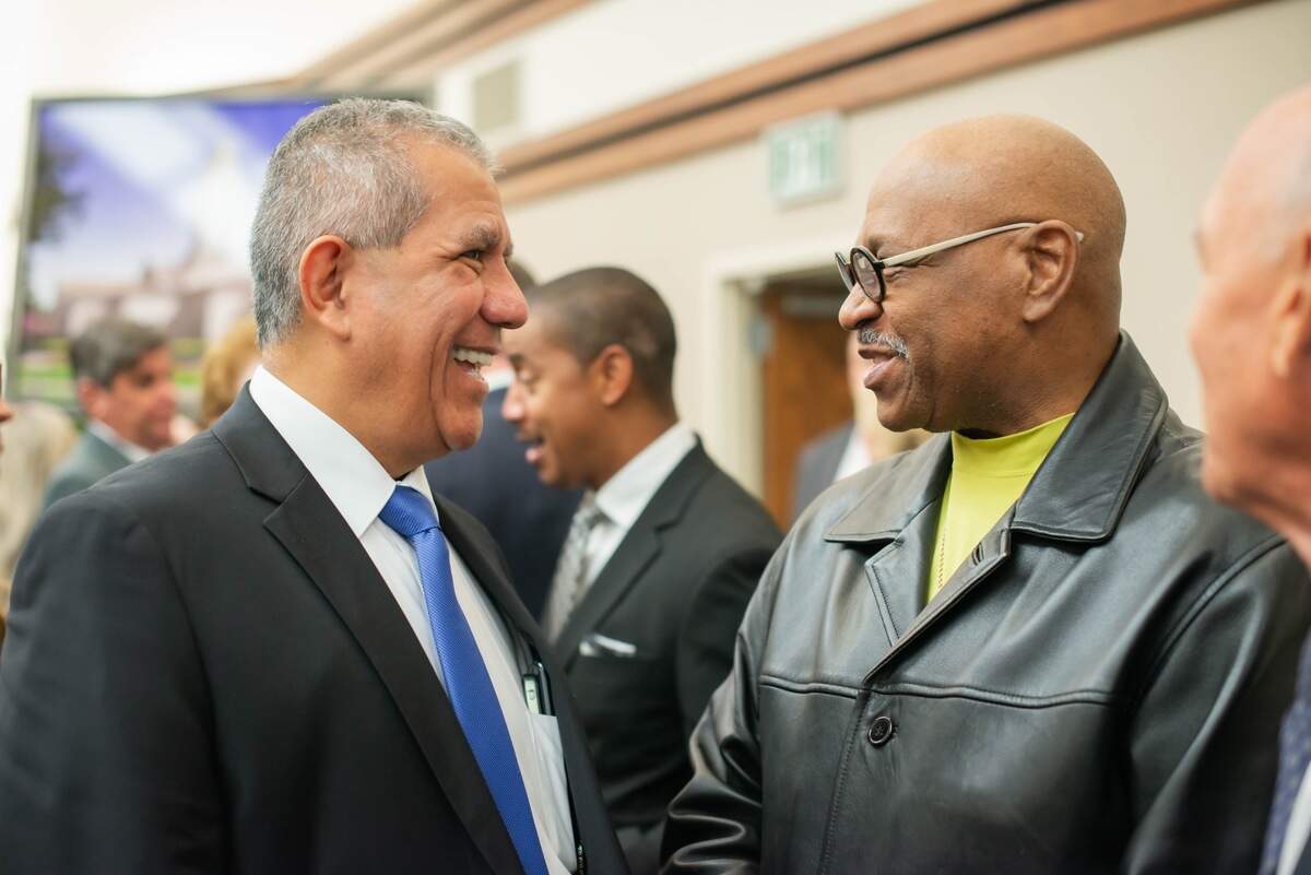 Elder Jose Alonso (left), serving the North America Southwest Area Presidency of The Church of Jesus Christ of Latter-Day Saints, gave a dedicatory prayer Saturday, Oct. 28, 2023 in celebration of a new temple in Fort Worth, Texas.
