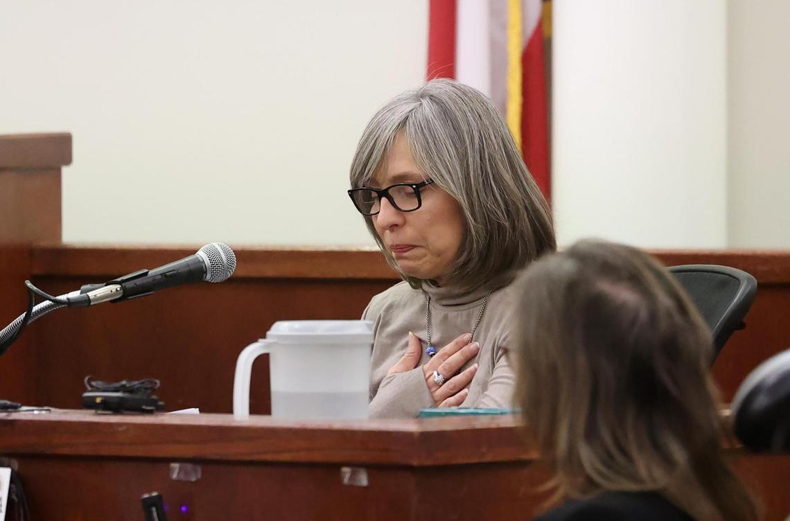 Deborah Curry, the aunt of Lauren Phillips, gives a victim impact statement following the sentencing of Jason Thornburg on Wednesday, Dec. 4, 2024, at the Tim Curry Criminal Justice Center in Fort Worth. Thornburg was sentenced to death in the killings of three victims, including Phillips, in September of 2021.