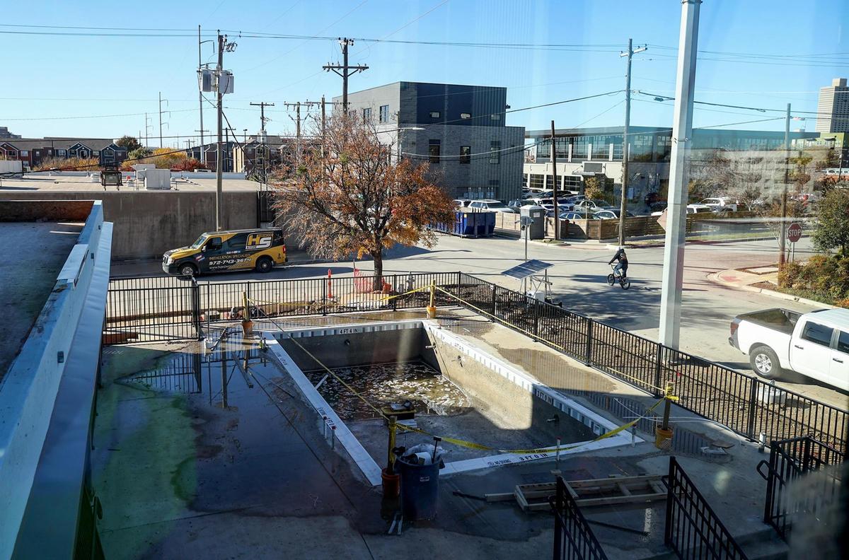 Construction continues on the Nobleman Hotel in the Near Southside neighborhood of Fort Worth on Wednesday, Dec. 12, 2024. The hotel, part of the Tapestry Collection by Hilton, will include a pool and cabanas.