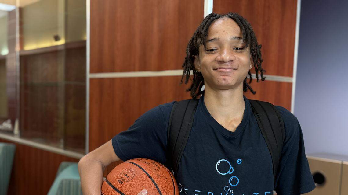 Deep Water Prep freshman River Thomas is photographed at the Link Event and Recreation Center, where Deep Water Prep students study and train, in North Richland Hills, Texas, on Tuesday, April 14, 2026.