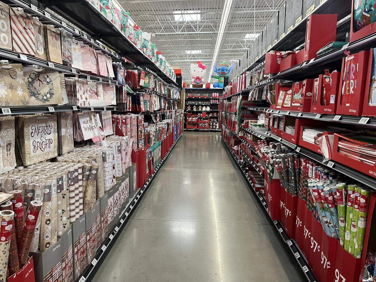 The gift wrap isle at Walmart on Nov. 19, 2025.