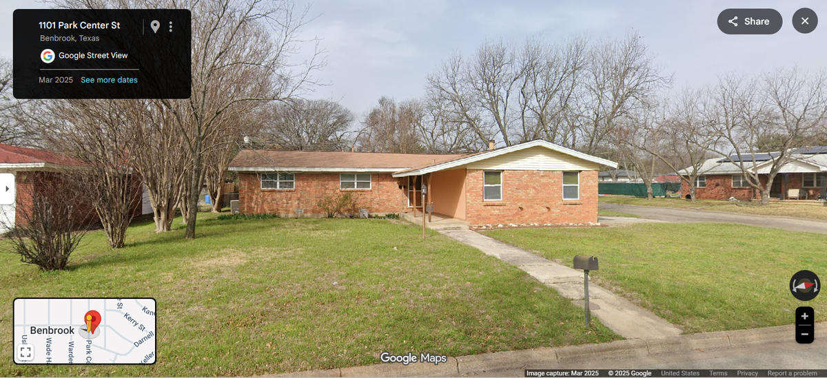 A house in Benbrook at 1100 Park Center St.