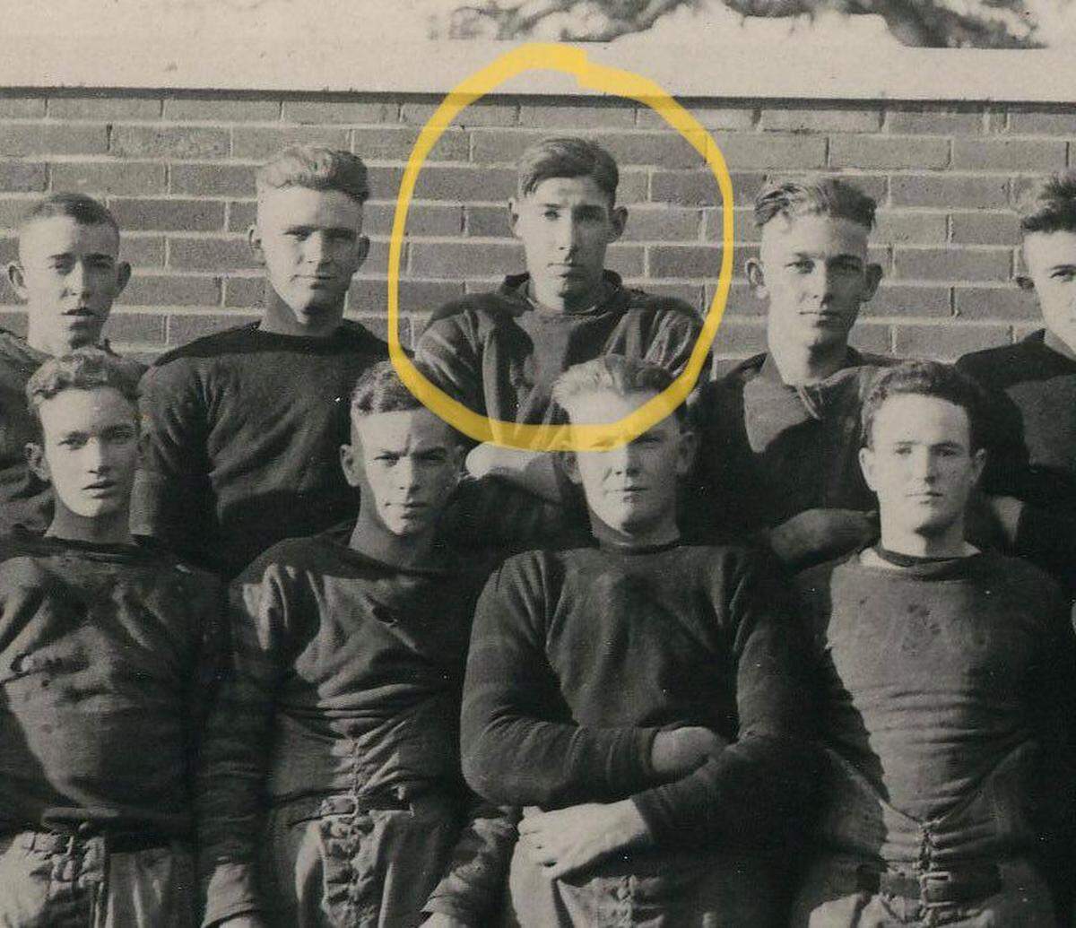 Albert Sowell, circled, was a defensive end that played on the 1920 championship football team at Cleburne.
