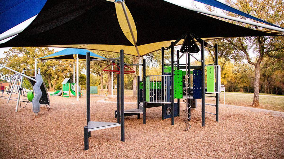 Gibbins Park was one of five parks to receive playground replacements from the city of Arlington. The playground now includes new carousel spinners, a flex climber and a spinner bowl.