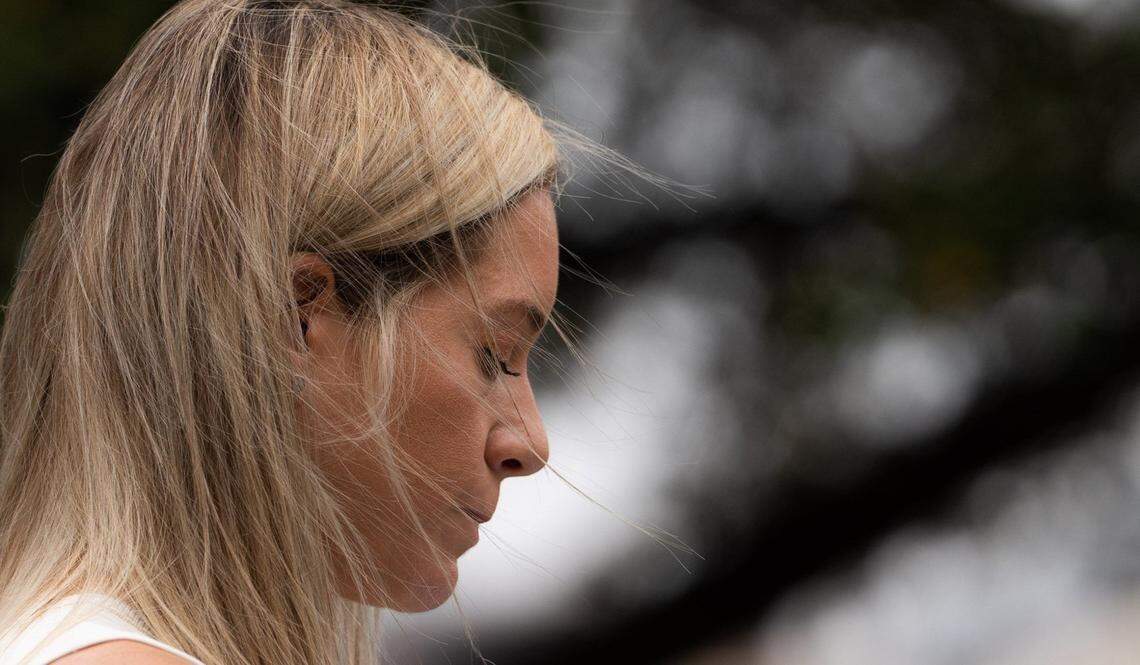 Amanda Zurawski, one of five plaintiffs in Zurawski v. State of Texas, speaks in March in front of the Capitol in Austin. The lawsuit asks for clarity in Texas law as to when abortions can be provided under the “medical emergency” exception.