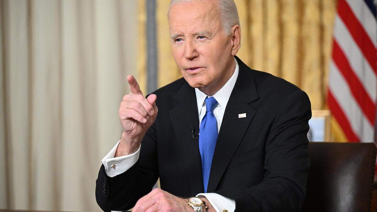President Joe Biden delivers his farewell address to the nation from the Oval Office of the White House on Wednesday, Jan. 15, 2025, in Washington, D.C. (Mandel Ngan/AFP/Pool/Getty Images/TNS)