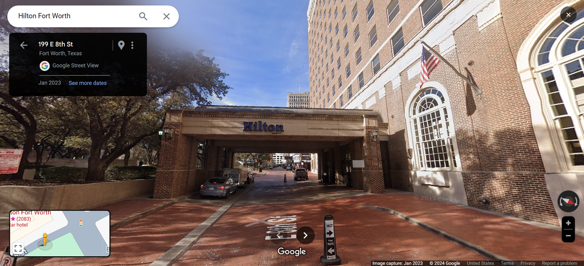 The Hilton Fort Worth located at 815 Main St.