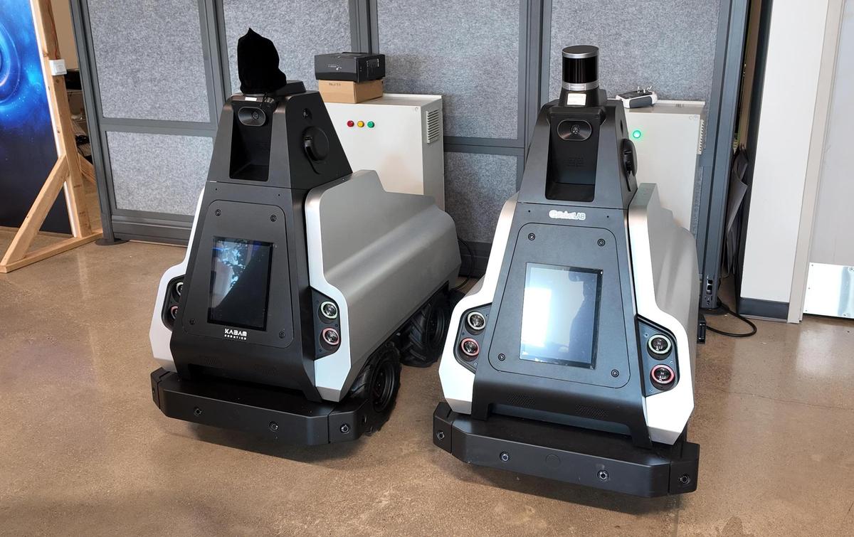 These outdoor security robots are equipped with lights, cameras and sensors so they can track activity without a physical security guard there.