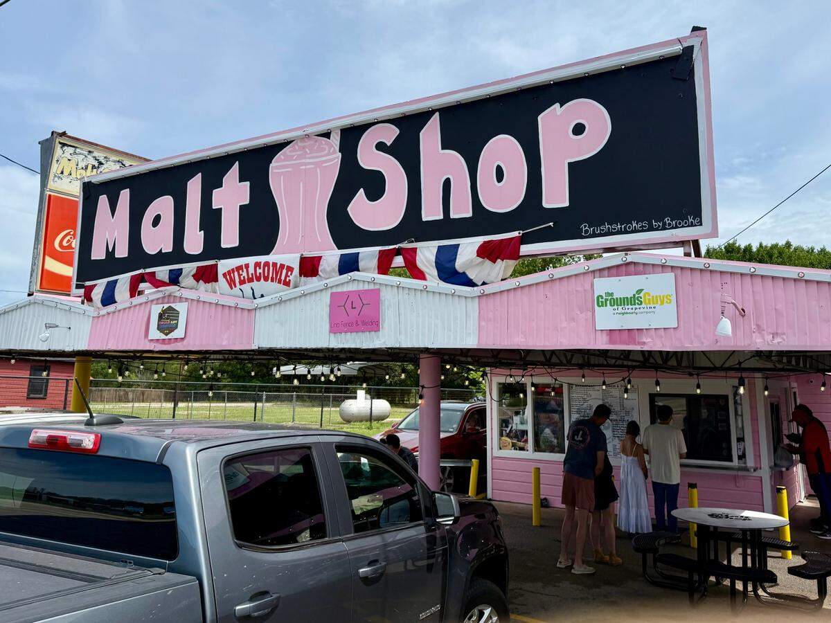 The Malt Shop, nearing 70 years on U.S. 180 on rhe east edge of Weatherford, Texas, has a fresh coat of paint, new tables and a fresh look under new owner David Hart, as seen June 15, 2025.
