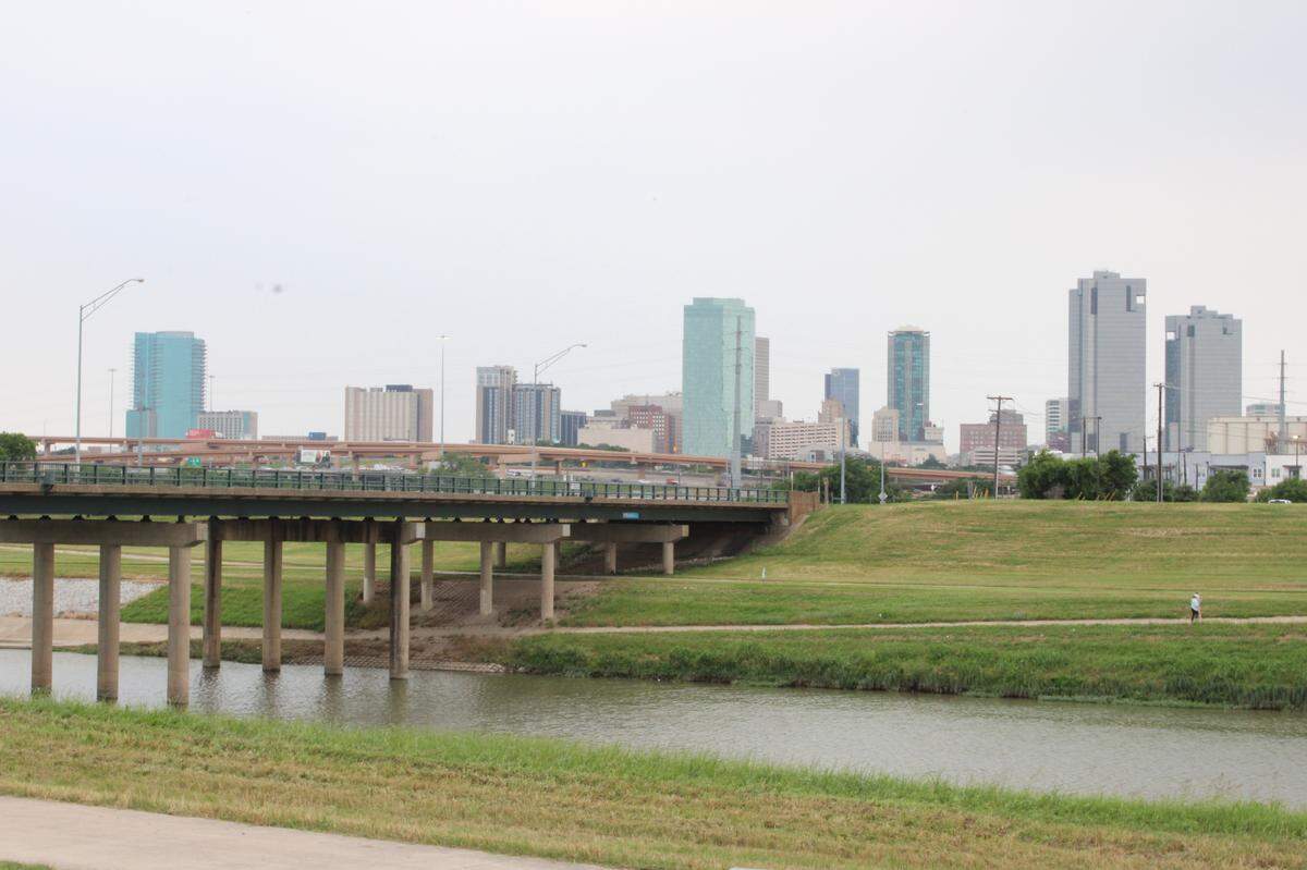 Sitting along the Trinity River, the back patio at Martin House Brewing Co. has a stunning view of downtown Fort Worth.