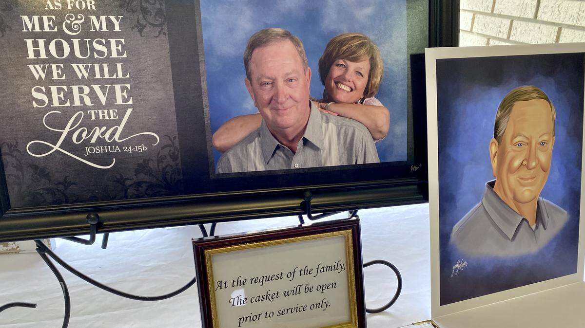 The reception table for the funeral of Rich White, killed Dec. 29, 2019 in the shooting at West Freeway Church of Christ in White Settlement. The funueral was Jan. 2, 2020 at Western Hills Church of Christ.
