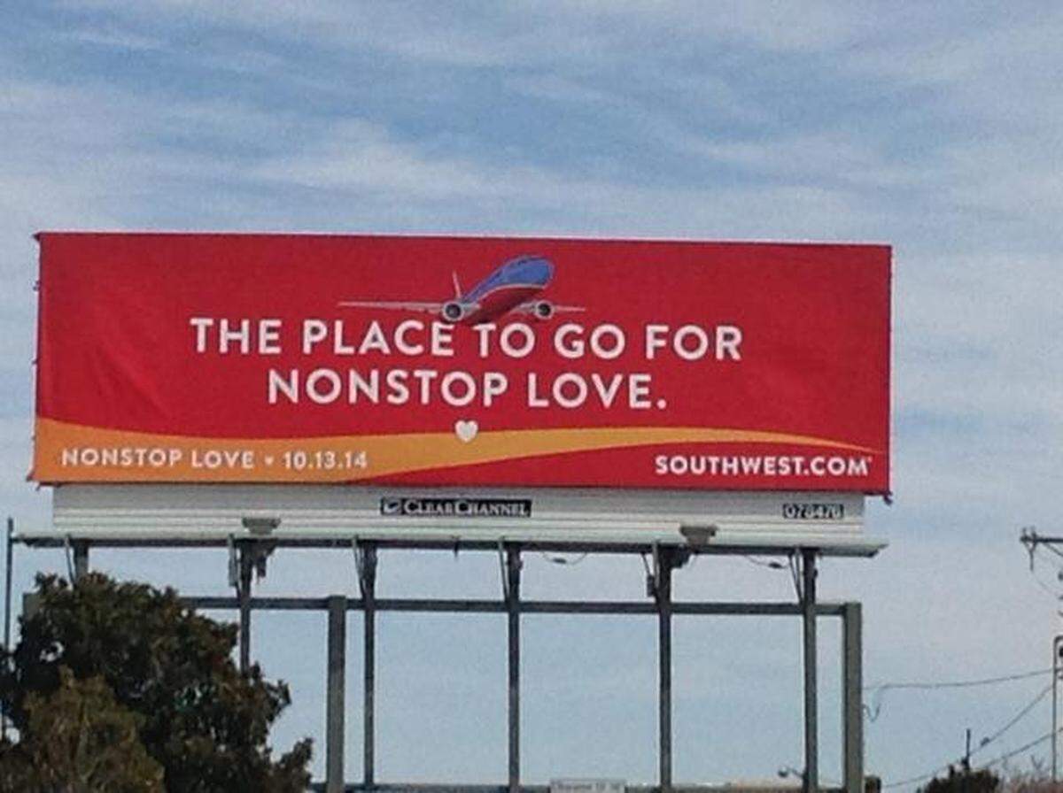Southwest Airlines has placed over a dozen billboards near the entrance of Dallas Love Field to remind travelers that the Wright Amendment restrictions will be lifted in October.