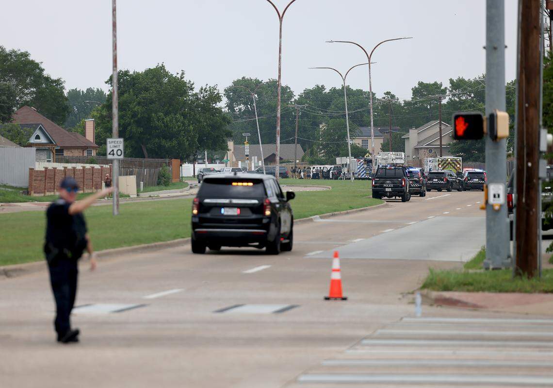 Law enforcement shots-fired incident near the intersection of Basswood Boulevard and North Riverside Drive on Tuesday, April 28, 2026. Police said that while the department was investigating a burglary call in the area, a shots-fired incident was reported.