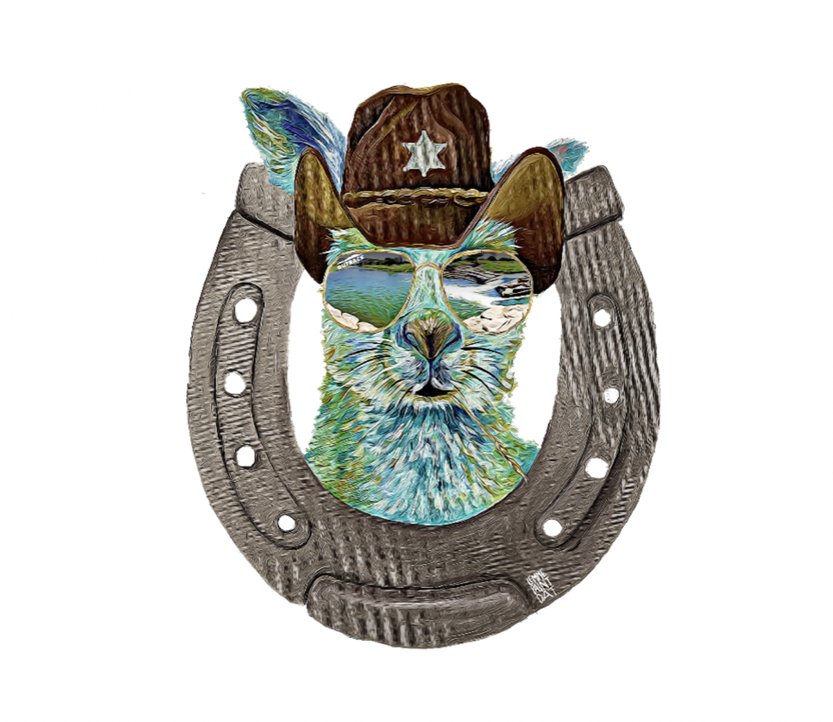 Mural in the new Outback Steakhouse of an Aussie kangaroo wearing sunglasses with Lake Worth in the reflection. By local artists, Lindsey Jenneman.