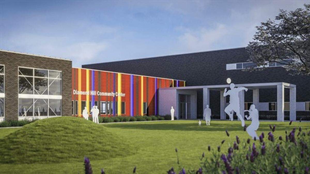 A rendering of the new Diamond Hill Community Center scheduled to open in 2023. The new center will be 8,000 square feet larger than the old one.