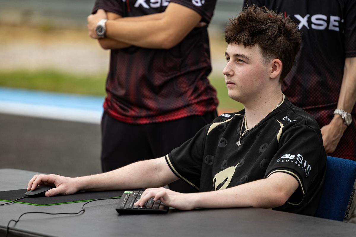 Austin resident Cooper Smith, 17, prepares to play Fortnite on the “Big Hoss” Video Board for the Fortnite Battle Royale Global Championship media event at the Texas Motor Speedway in Fort Worth on Thursday, Sept. 5, 2024.