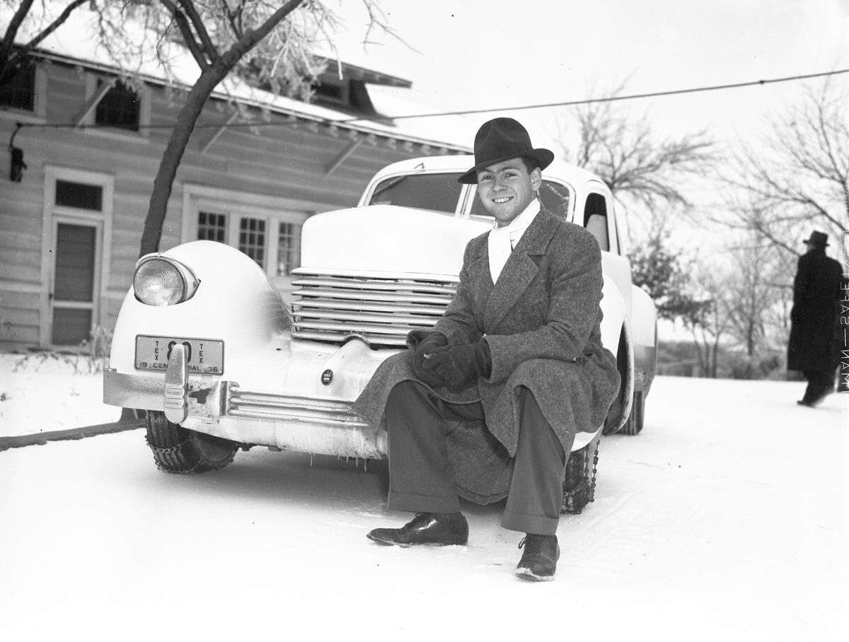 January 1937: “Amon Carter Jr. after his Christmas vacation in Fort Worth, Texas.”