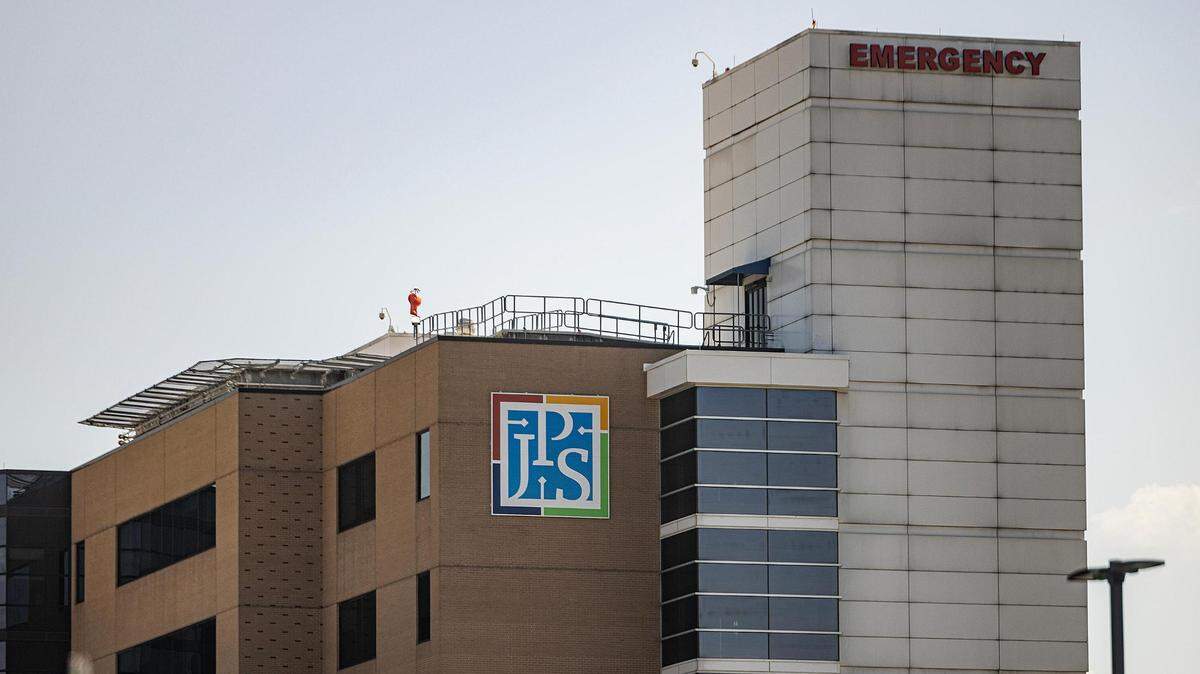 The outside of the John Peter Smith Hospital Campus in Fort Worth on Thursday, Aug. 17, 2023.
