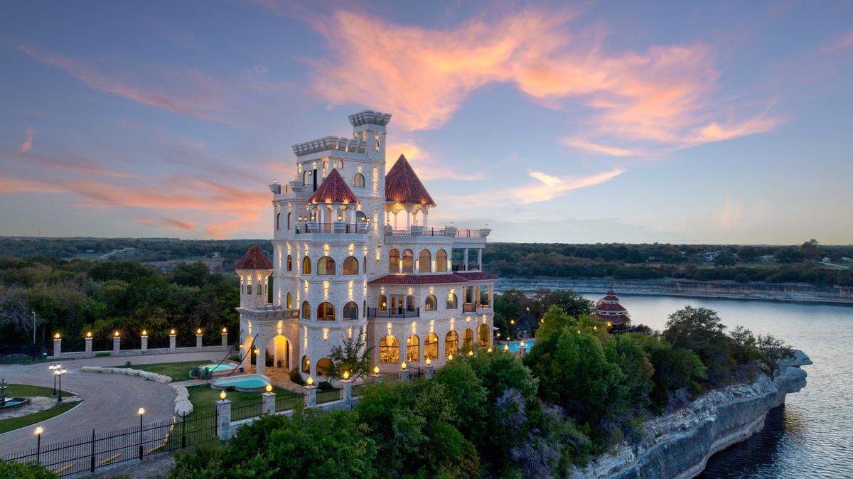 The exterior of the fairy tale-like castle.