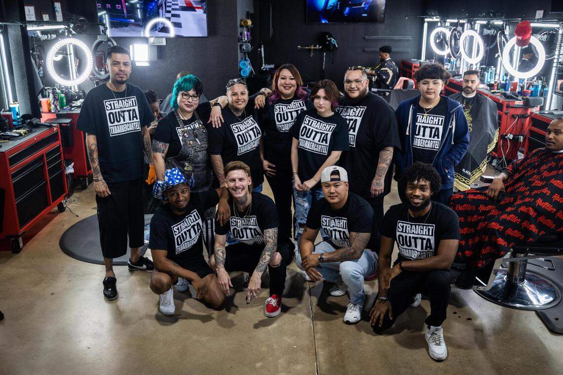The barbers of Texas Barber Cartel in Watauga. The shop was picked as the Readers’ Choice Barbershop winner.