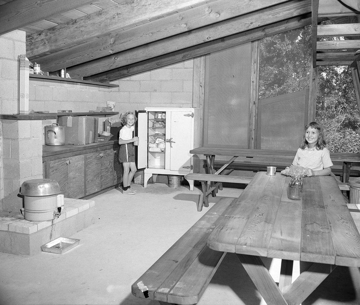 June 19, 1953: Brownies at Camp Timberlake on Eagle Mountain Lake. In the picture are Mary Wilson and Joy Gordon.