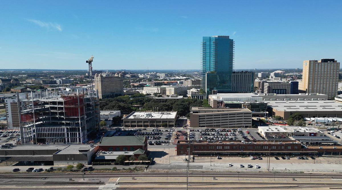 Construction continues on the new Texas A&M-Fort Worth Law and Education building on Friday, Oct. 18, 2024.