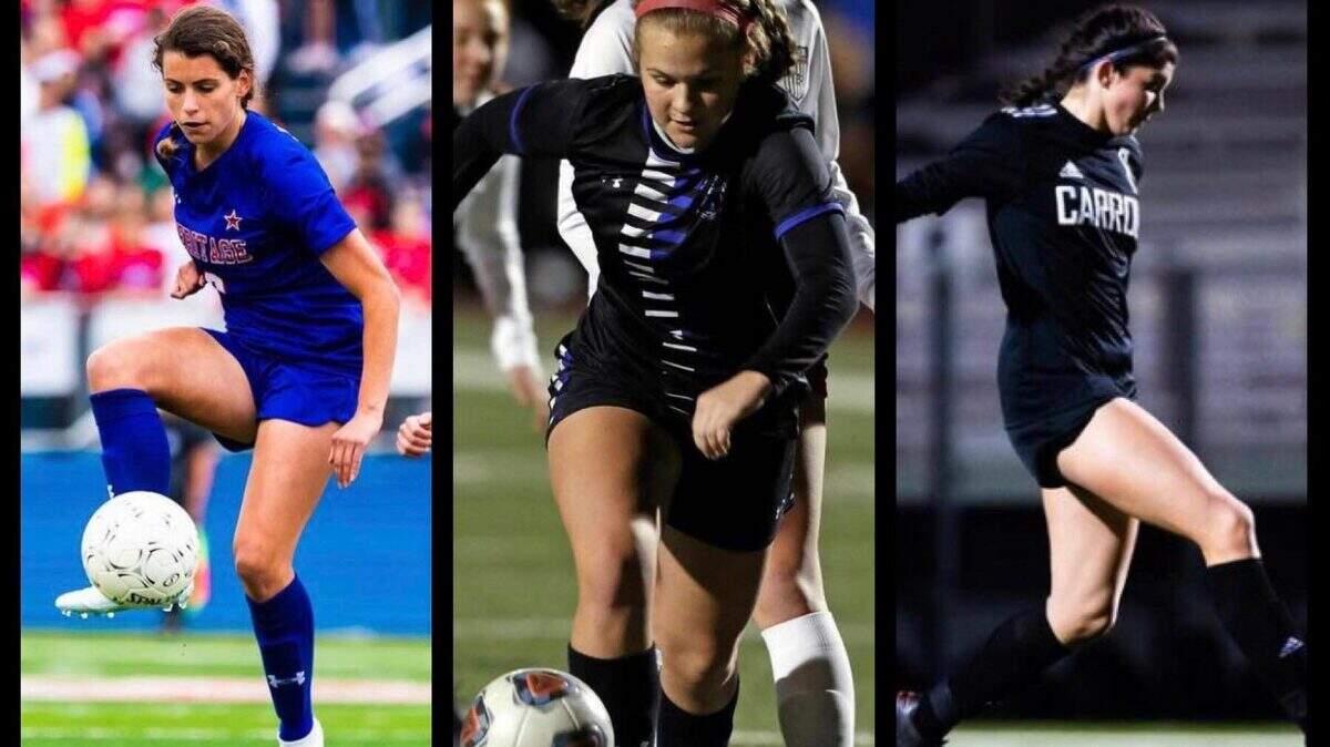 Midlothian Heritage’s Jules Burrows, Burleson Centennial’s Brooke Mullins and Southlake Carroll’s Hanna Khan are among the Fort Worth area girls soccer leaders this season. 