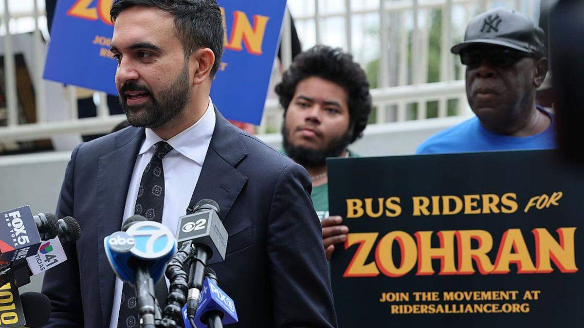 New York mayoral candidate Zohran Mamdani speaks about creating a free bus service during a press conference on Oct. 8, 2025, in New York City. 