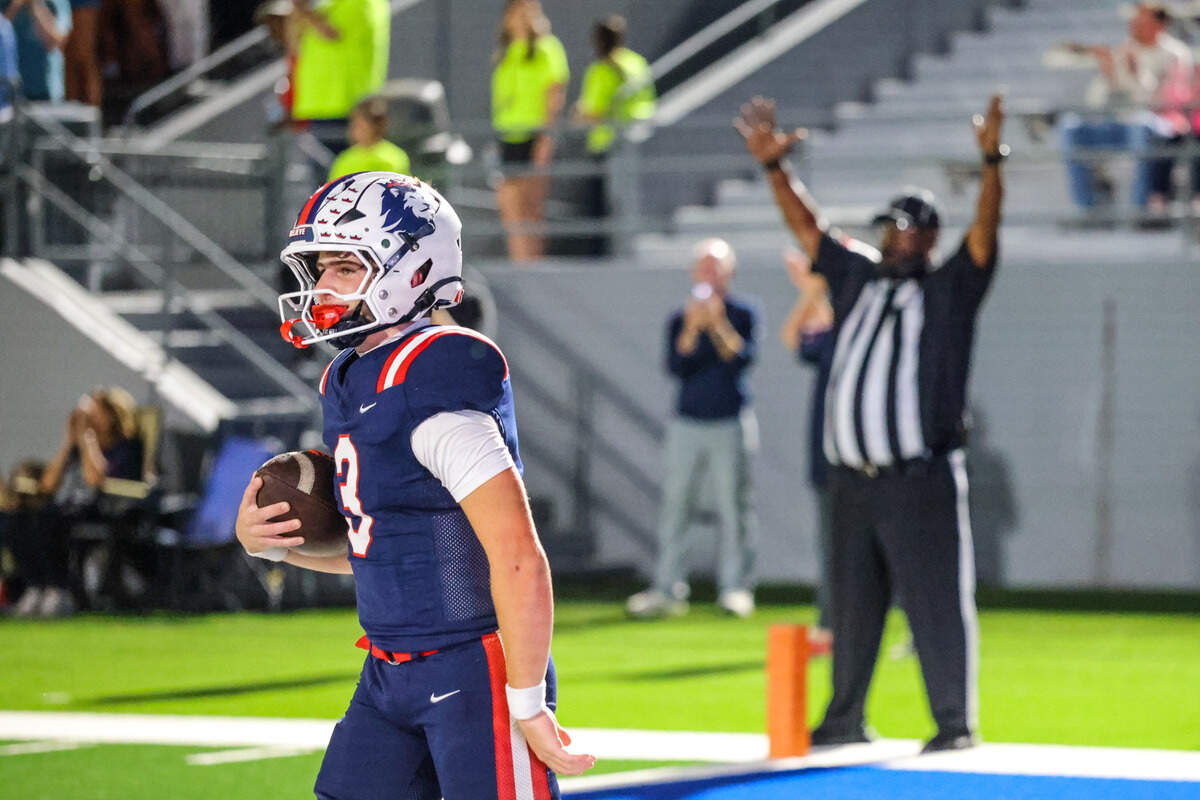 Richland quarterback Brett Kates had a short touchdown run in the second quarter of the Friday, Sept. 26, game at Birdville ISD FineArts/Athletics Complex.