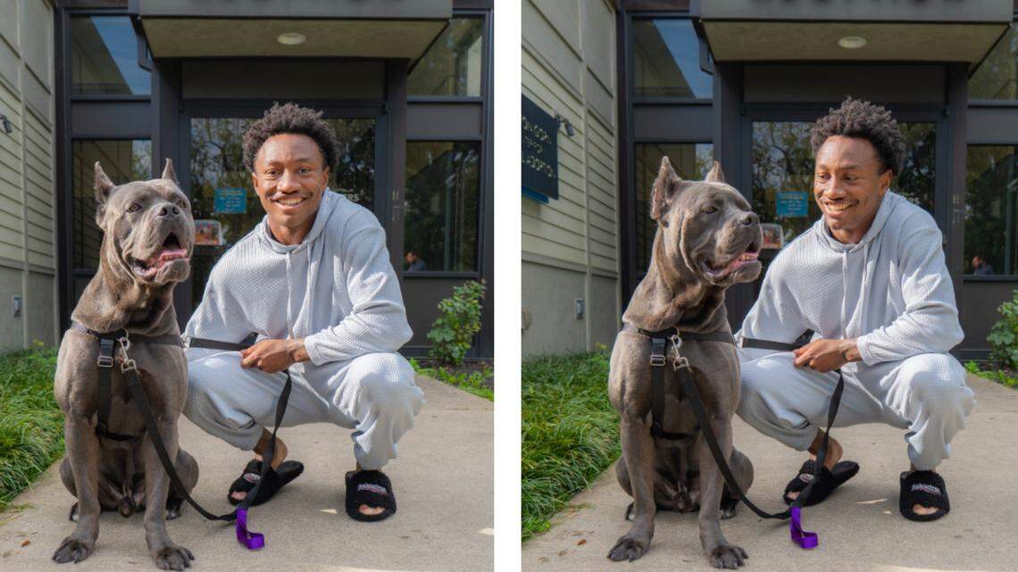 Flowers and his new best friend, Zeus.