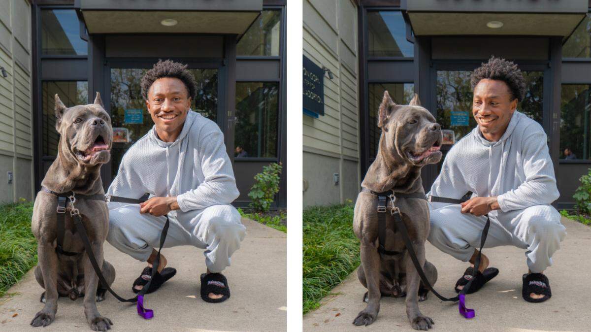 Flowers and his new best friend, Zeus.