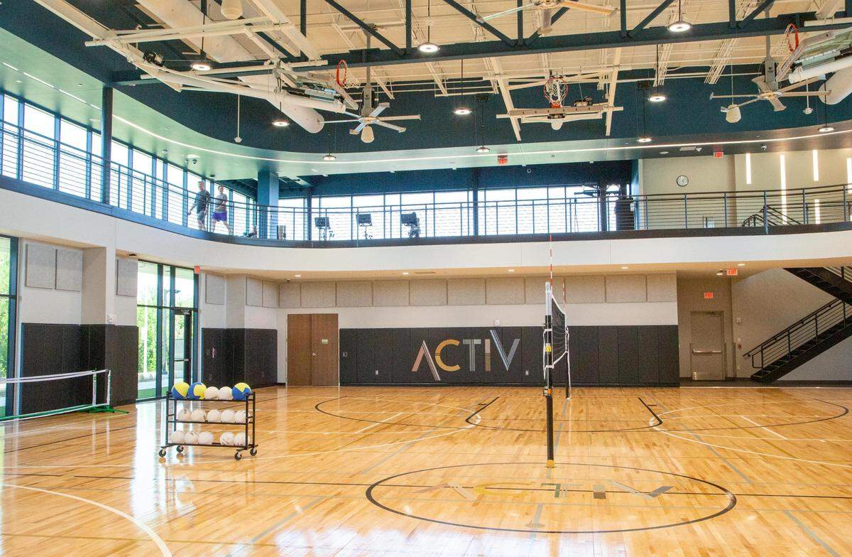 The ACTIV recreation center includes volleyball and basketball courts.