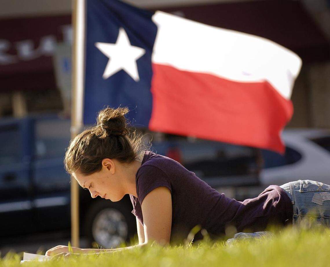 In 2011, University of North Texas student Ashley Allison studied as a Daughters of the Republic of Texas group celebrated Texas Independence Day.