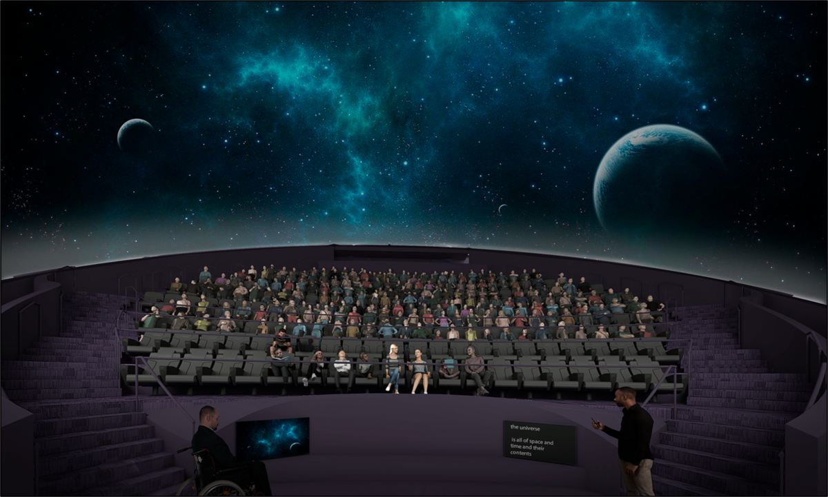 A rendering of the Omni Theater renovations, which will replace IMAX technology with a digital, interactive LED dome and new seating.