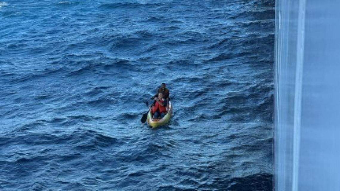 Two men were stranded at sea after their boat sank in the Gulf of Mexico.