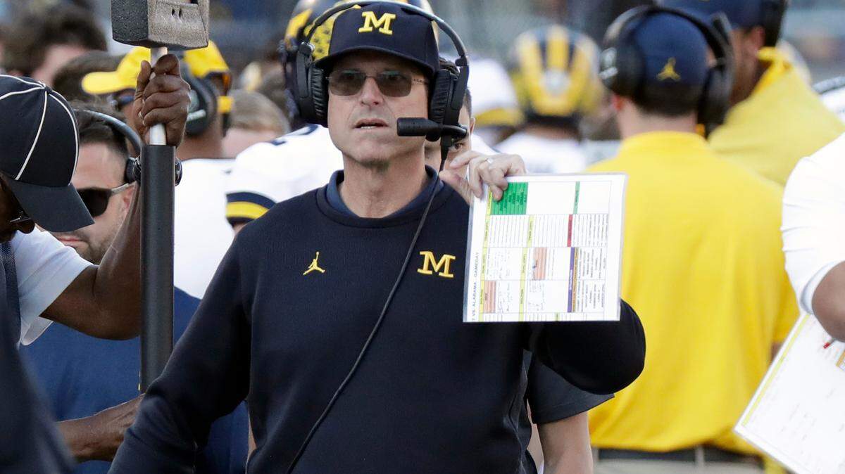 Jim Harbaugh and No. 6 Michigan take on Northwestern at noon on Fox in a Big Ten college football game on Saturday.