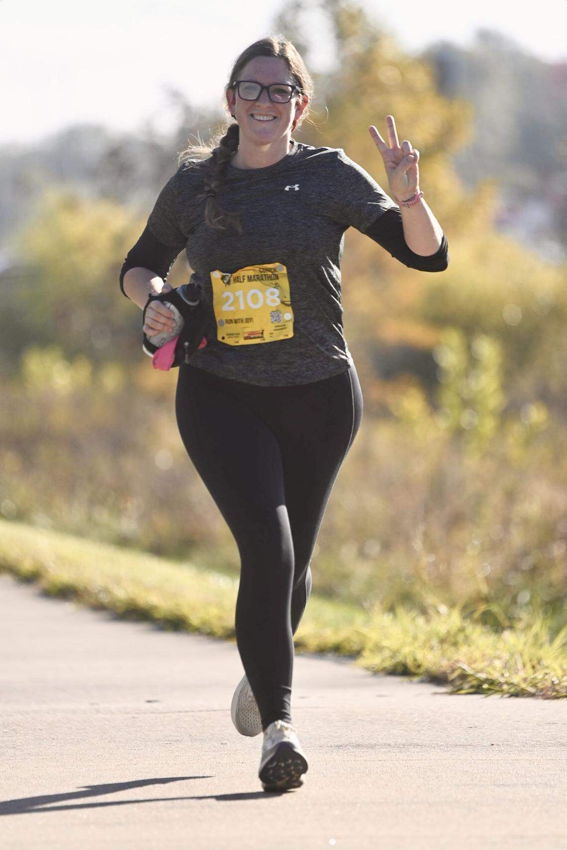 Abigail Phillips running in the Bass Pro Shops half amrathon in Springfield, Missouri, in November 2025.