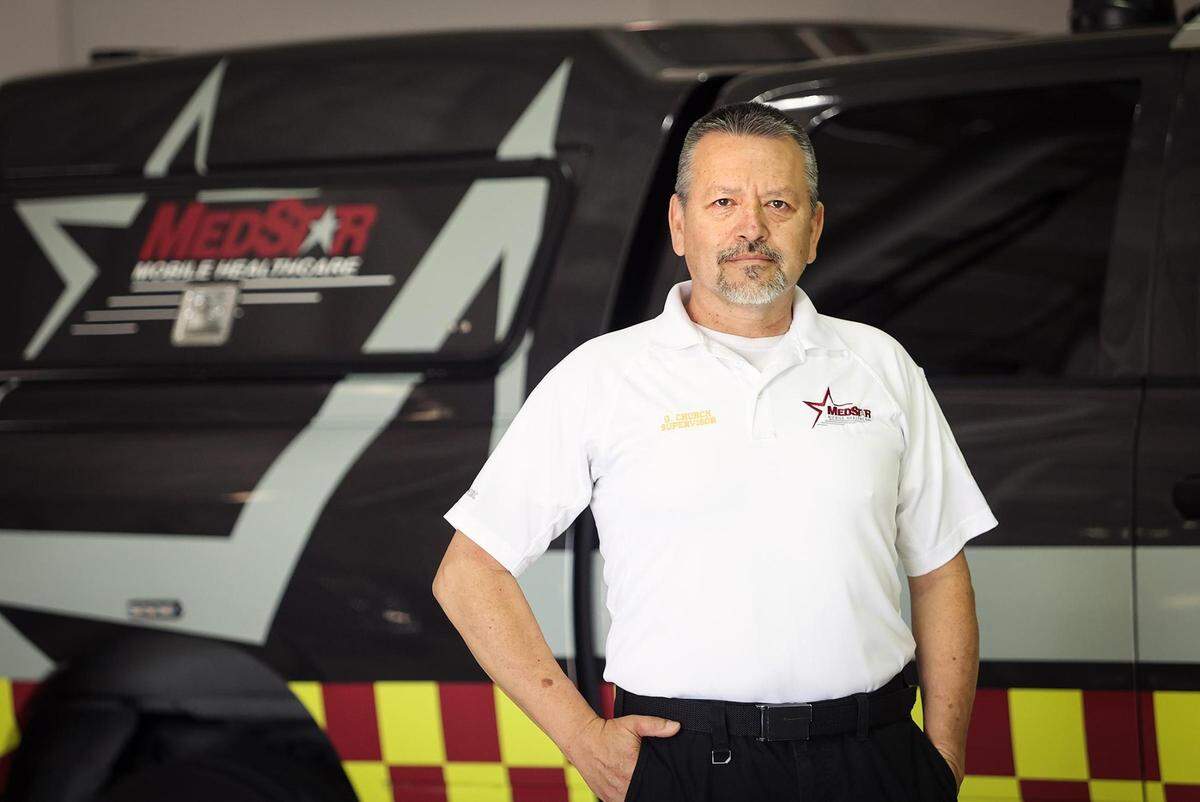 Supervisor George Church has been working at MedStar for 32 years. As a supervisor Church spends his shifts in his own truck, monitoring the location of ambulances, addressing any needs a crew member might have and rushing to scenes when another paramedic is needed.