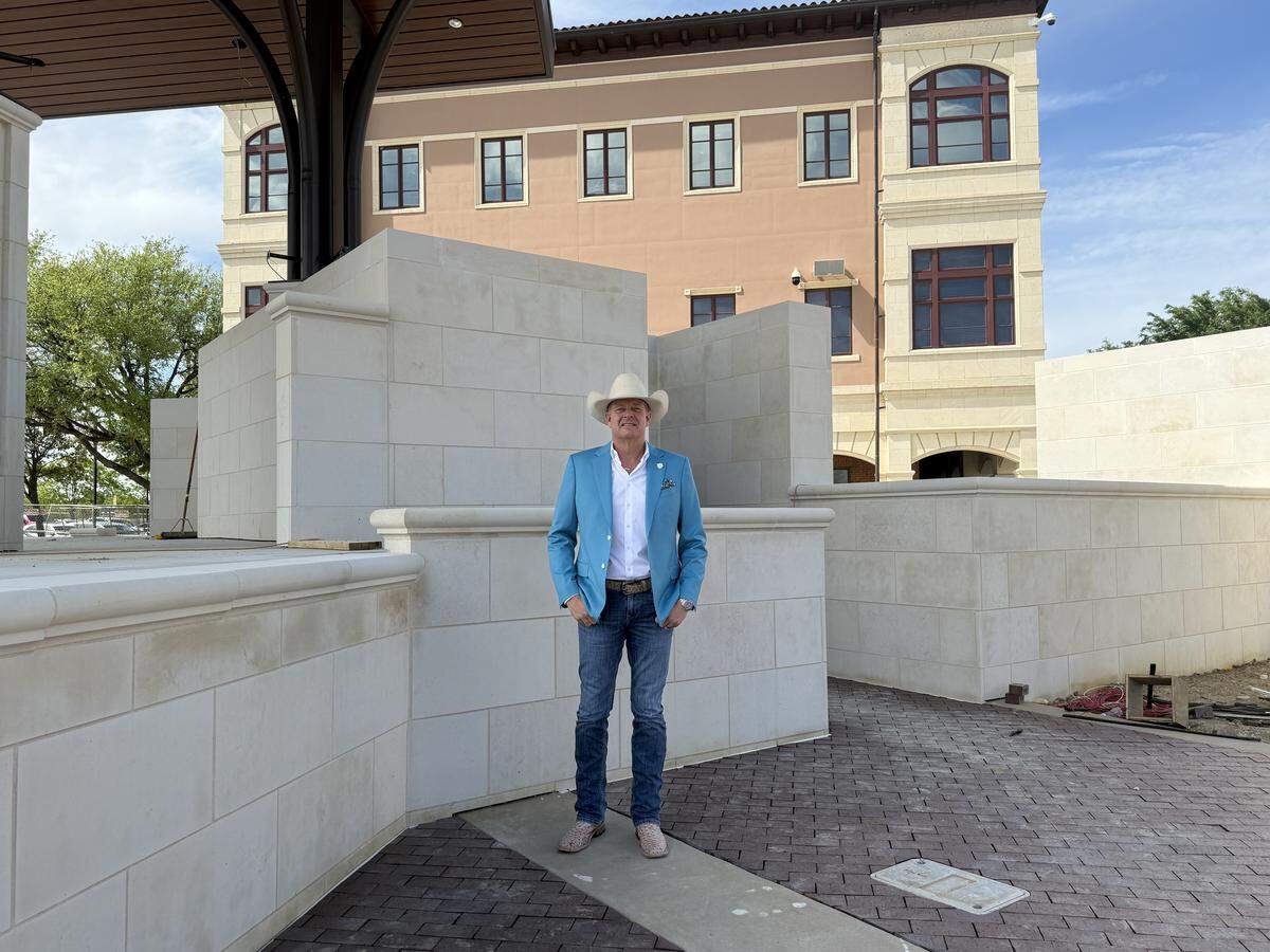 Colleyville Mayor Bobby Lindamood during a tour of Heroes Park during construction.