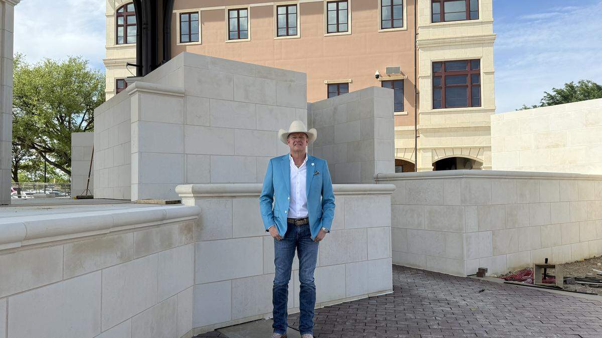 Colleyville Mayor Bobby Lindamood during a tour of Heroes Park during construction.