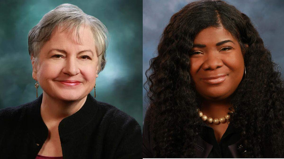 Rebecca Boxall, left, and Nikkie Hunter, right, were elected to their first terms as city councilmembers in spring 2021. Boxall will serve District 5 and Hunter will serve District 3