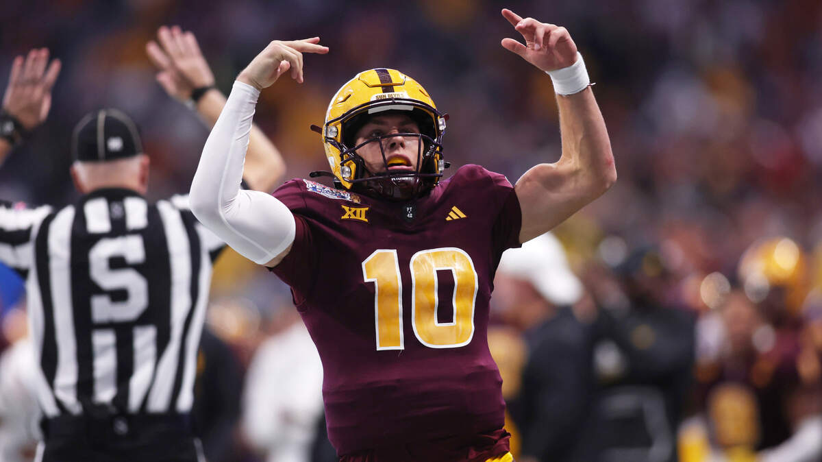 Quarterback Sam Leavitt (10) is a big reason why Arizona State may be the team to beat in the Big 12 t his season.