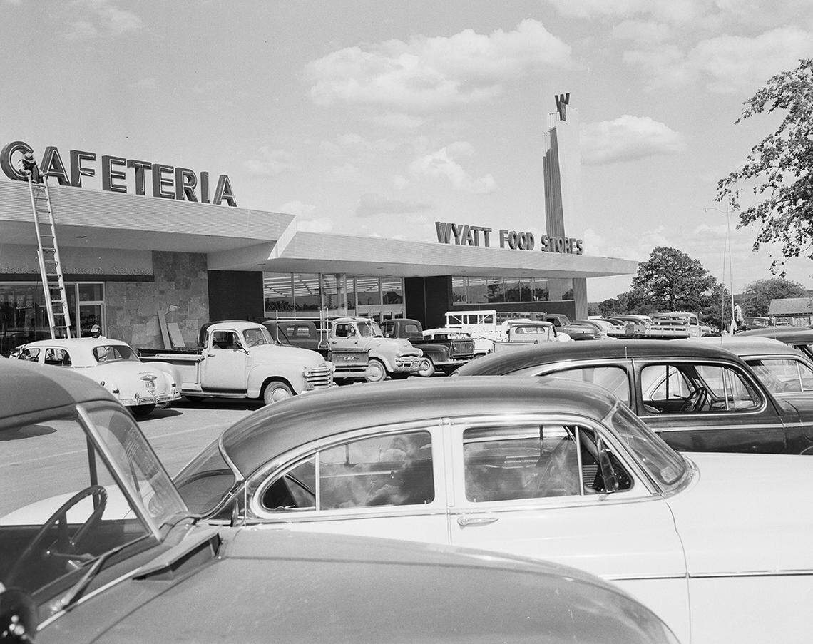 Oct. 3, 1953: Wyatt Food Stores will formally open their second Fort Worth store Thursday in Fair East Shopping Center, 4700 block E. Lancaster Ave. Also opening in the center will be the second Wyatt cafeteria in Fort Worth. Several new lines are being added in the food store. (The site today is still a strip center.)