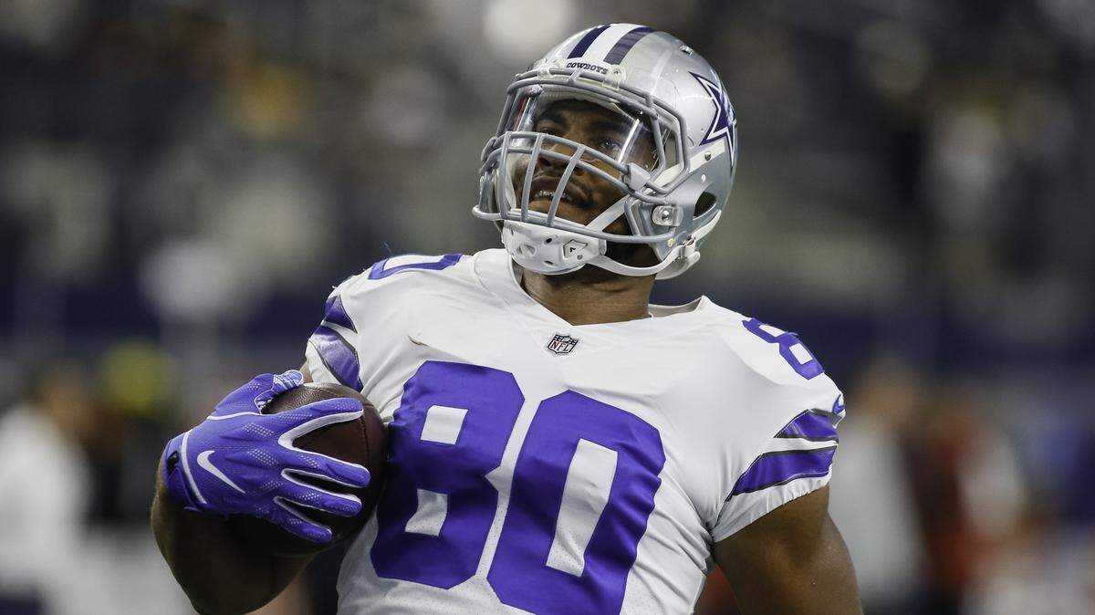 Dallas Cowboys tight end Rico Gathers (80) warms up prior to a preseason NFL football game against the Arizona Cardinals on Sunday, August 26, 2018 at AT&T Stadium in Arlington, Texas.