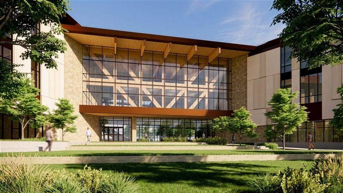 A rendering of the approved building at UTA West in west Fort Worth.
