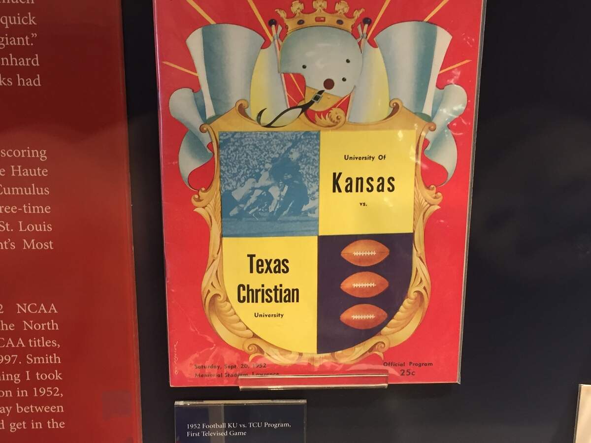 A program from the KU-TCU game in 1952. It was the first televised game in Kansas history.
