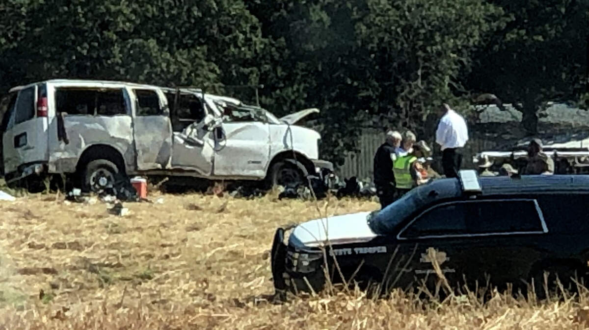 Four people were killed and 10 injured after a passenger van overturned in Wise County on U.S. 287 near Alvord on Wednesday morning, officials say.