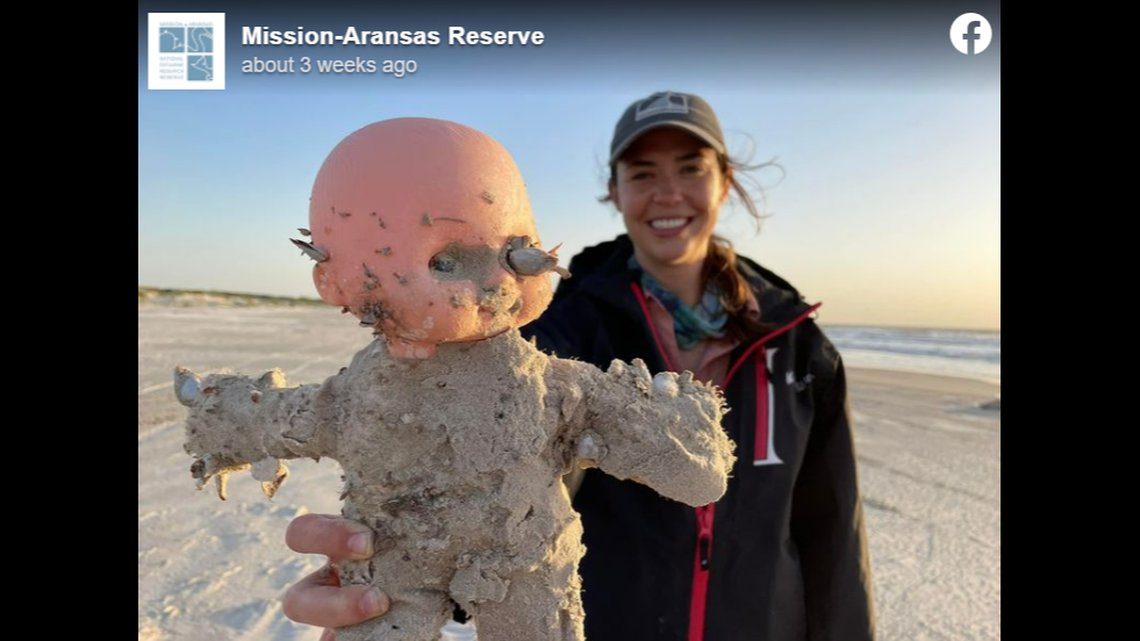 Often, the dolls are covered in barnacles.