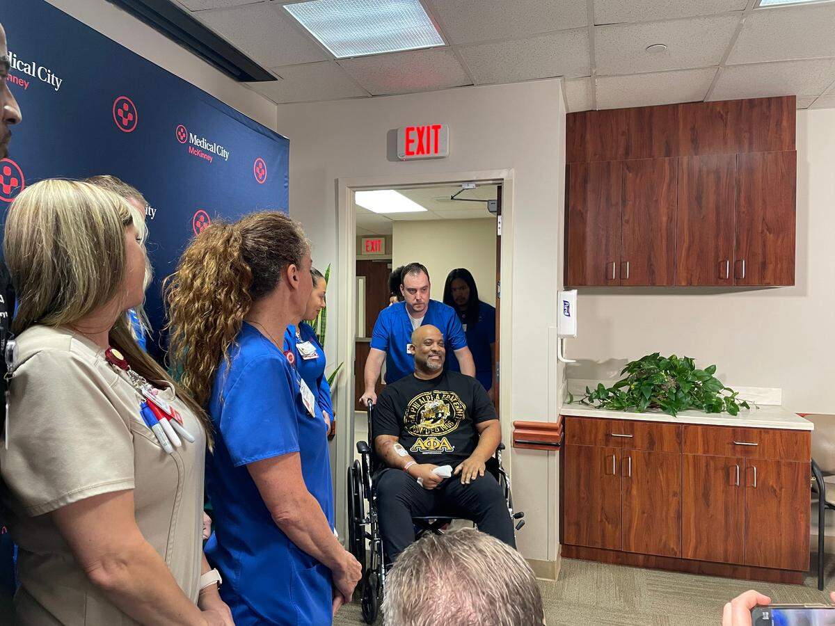 Irvin Walker gave an update on his recovery Tuesday, May 16, 2023, at a press conference at Medical City McKinney, where he was treated for his injuries from the May 6 shooting at the Allen Premium Outlets.