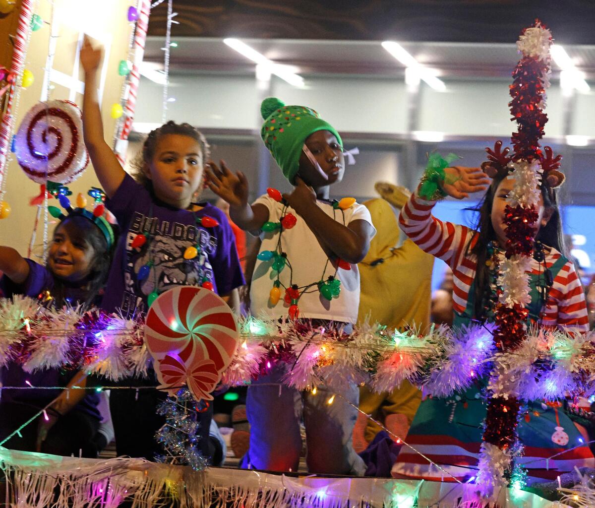 Children filled colorful floats during the 2024 Parade of Lights.